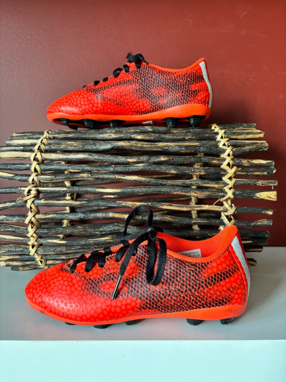 adidas Kids Red and Black Soccer Cleats - Picture 3 of 5